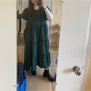 Tradlands Chalet Tiered Dress in Emerald Green (M)